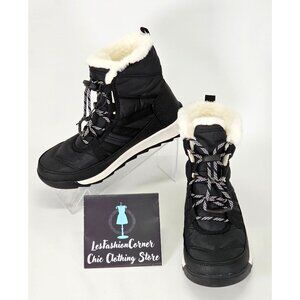 NWOB Sorel Women’s Black Microfleece Whitney II Short Lace Boots Size 4 2097